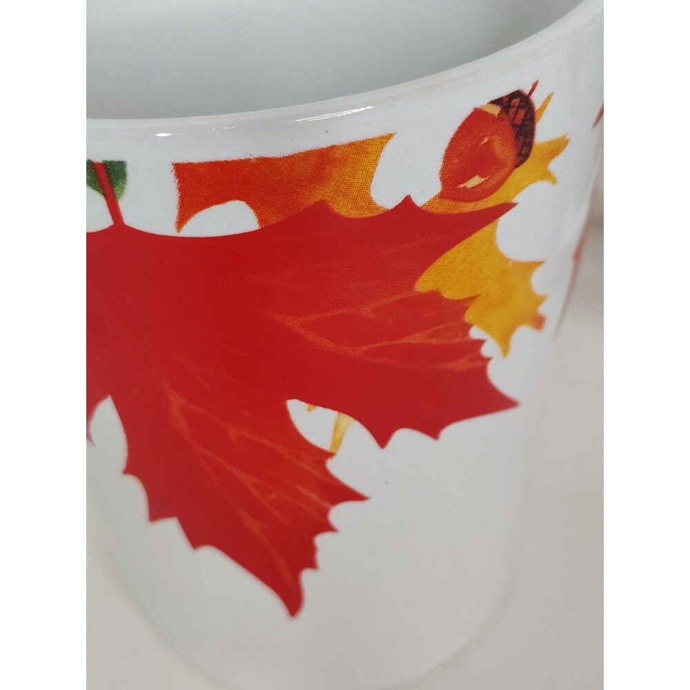 Greenbrier International Ceramic Fall Leaf Coffee Mugs White 3pc 10 fl oz - Picture 3 of 12